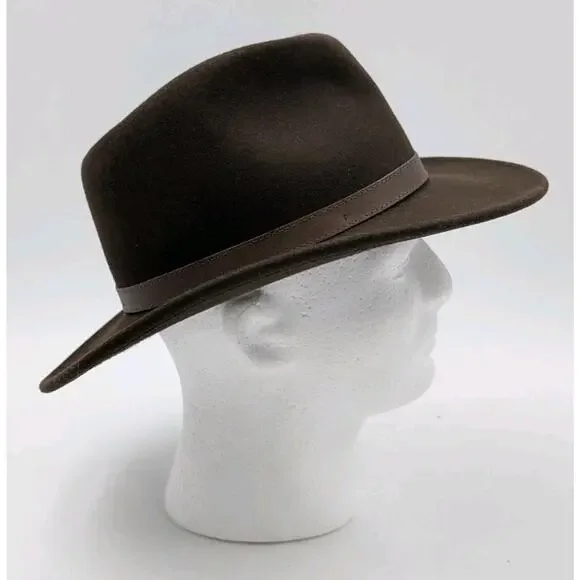 Pendleton Wool Felt Safari Fedora Hat Brown Leather Band Outback Style Medium...